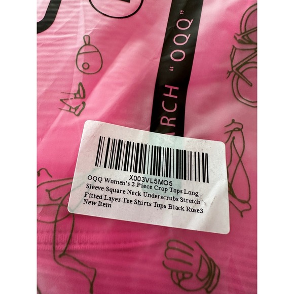 OQQ Ribbed Square Neck Long Sleeve Crop Top Set Activewear‎ Athleisure L - Picture 7 of 7